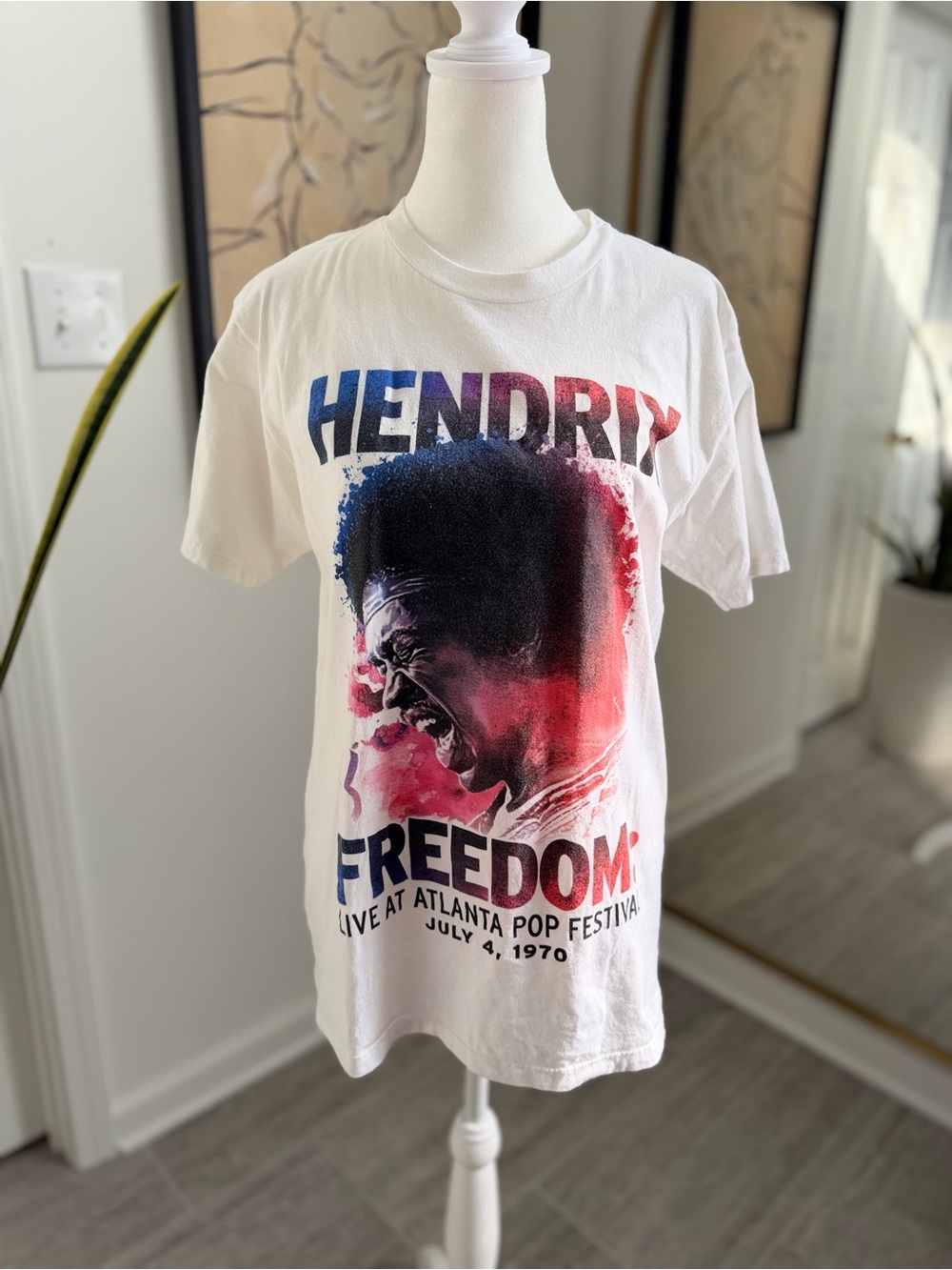 Jimi Hendrix Freedom Atlanta Pop Festival 1970 Graphic Band T Shirt M White